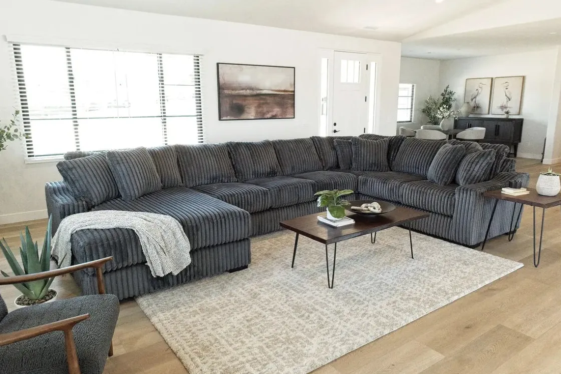 Mor Furniture Casper 4 Piece Sofa Chaise Sectional In Pony Slate, Left Facing