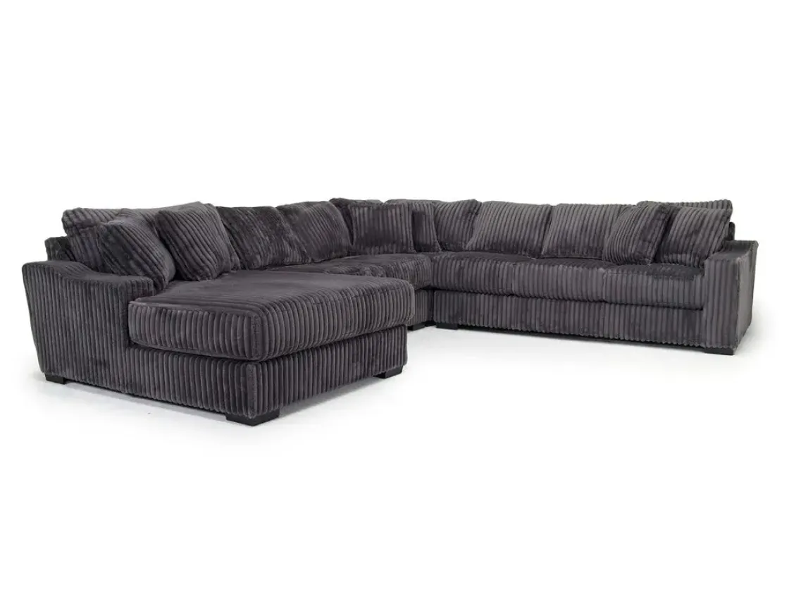 Mor Furniture Casper 4 Piece Xl Loveseat Chaise Sectional In Pony Slate, Left Facing