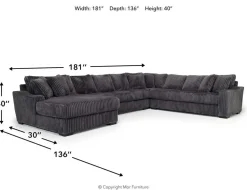 Mor Furniture Casper 4 Piece Xl Sofa Chaise Sectional In Pony Slate, Left Facing