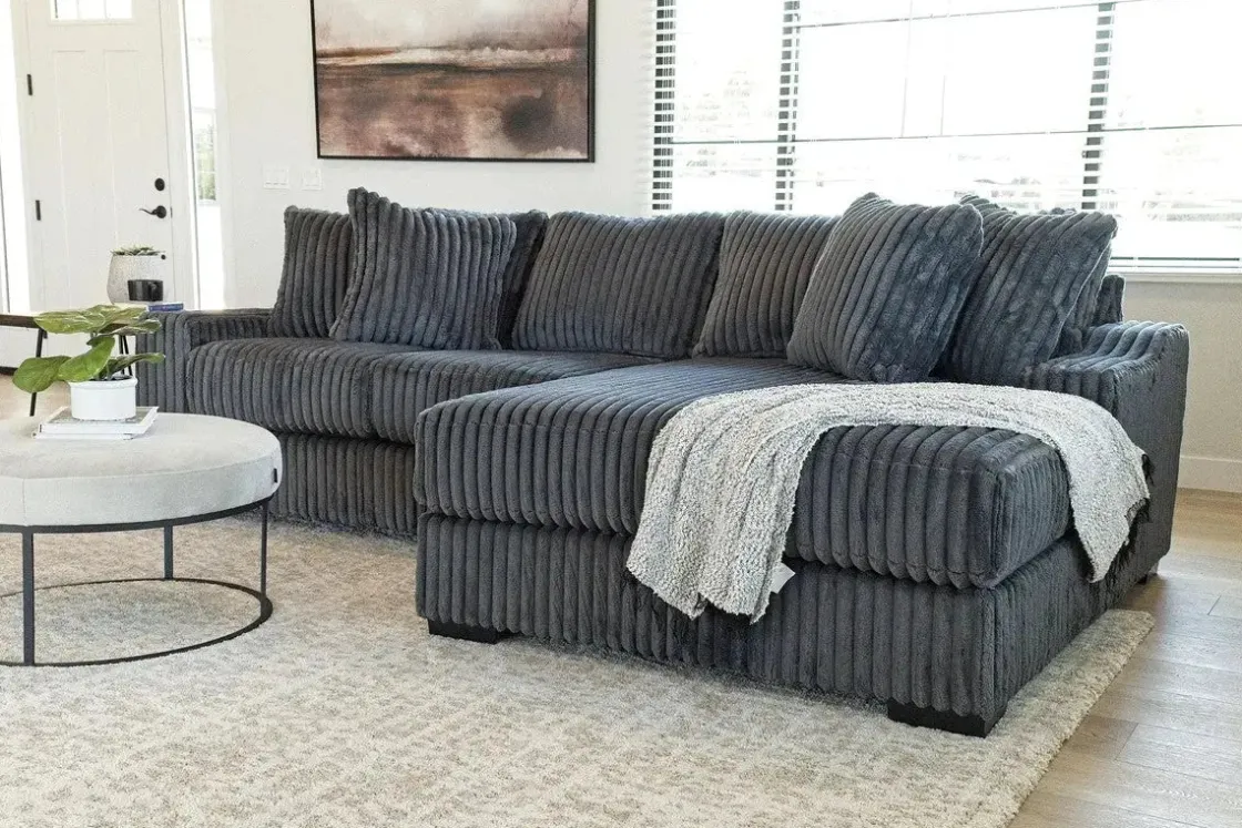 Mor Furniture Casper Sofa Chaise In Pony Slate, Left Facing
