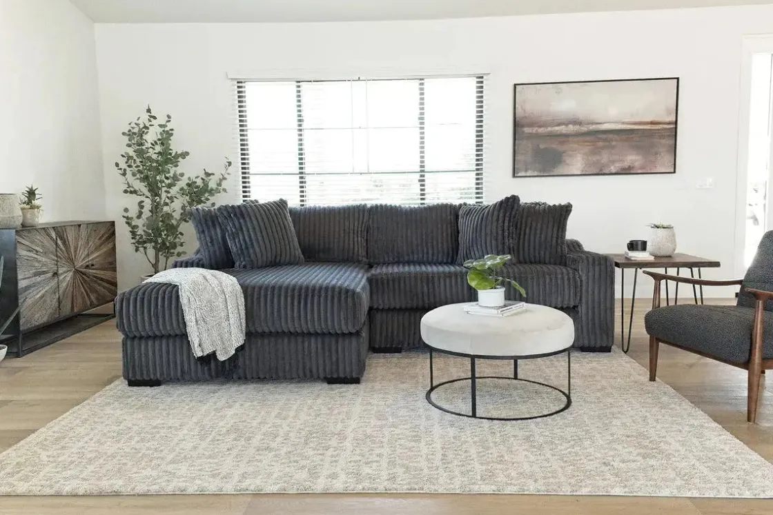 Mor Furniture Casper Sofa Chaise In Pony Slate, Left Facing