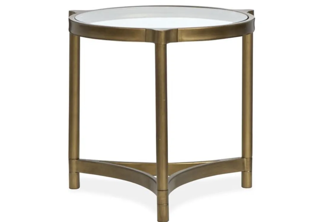 Mor Furniture Cassidy Round End Table In Aged Brass