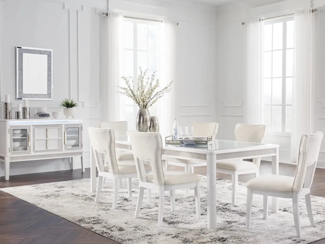 Mor Furniture Chalanna Dining Table & 6 Chairs In White