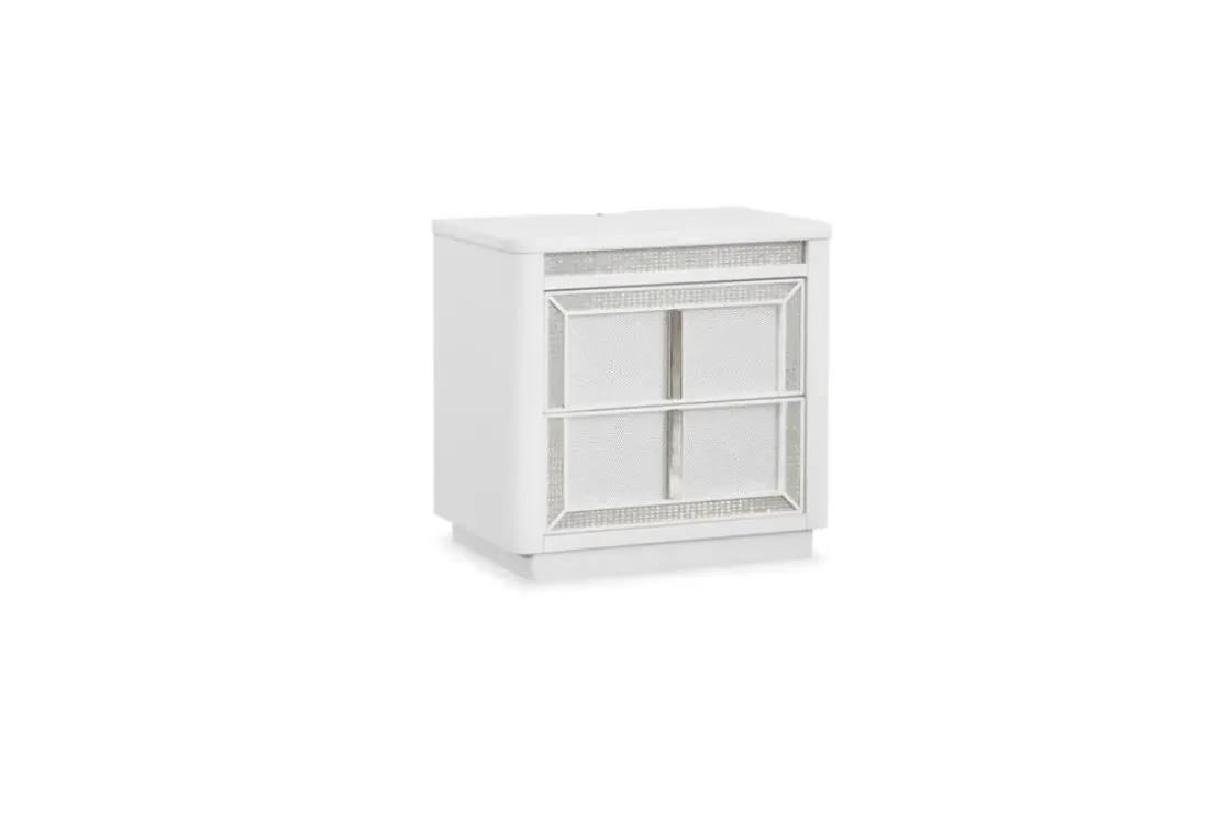 Mor Furniture Chalanna Storage Bed, Dresser, Mirror & Nightstand In White, Queen