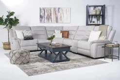 Mor Furniture Chanell 6 Piece 2 Power Sectional In New Nappa Gray