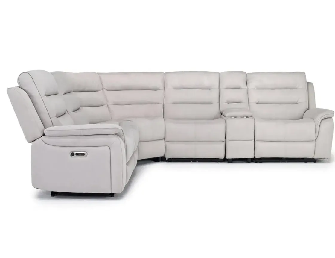 Mor Furniture Chanell 6 Piece 2 Power Sectional In New Nappa Gray