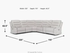 Mor Furniture Chanell 6 Piece 2 Power Sectional In New Nappa Gray