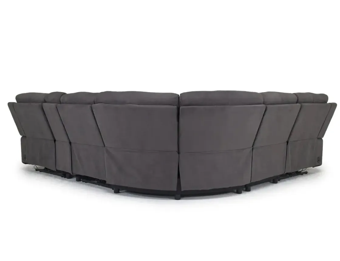 Mor Furniture Chanell 6 Piece 2 Power Sectional W/ 2 Power Armless Recliner In New Nappa Gray