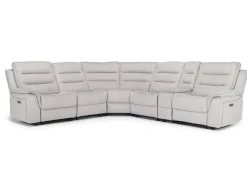 Mor Furniture Chanell 6 Piece 2 Power Sectional W/ 2 Power Armless Recliner In New Nappa Gray