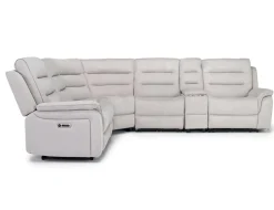 Mor Furniture Chanell 6 Piece 2 Power Sectional W/ 2 Power Armless Recliner In New Nappa Gray