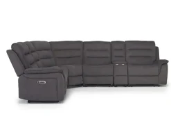 Mor Furniture Chanell 6 Piece 2 Power Sectional W/ 2 Power Armless Recliner In New Nappa Gray