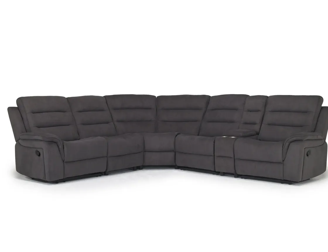 Mor Furniture Chanell 6 Piece Reclining Sectional W/ Armless Recliner In New Nappa Gray