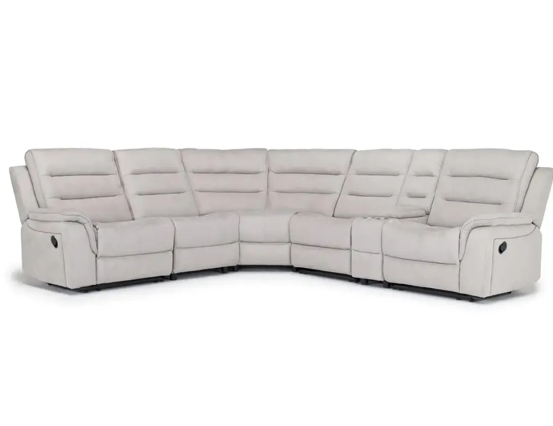 Mor Furniture Chanell 6 Piece Reclining Sectional W/ Armless Recliner In New Nappa Gray