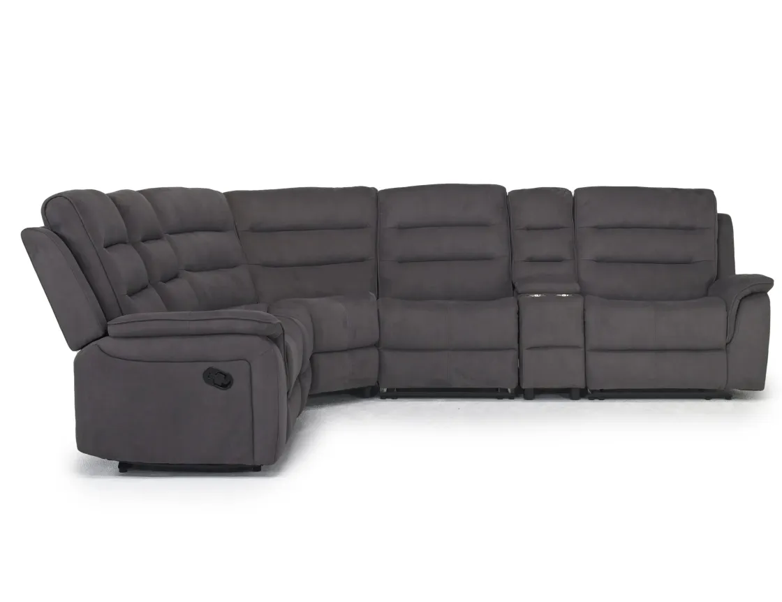 Mor Furniture Chanell 6 Piece Reclining Sectional W/ Armless Recliner In New Nappa Gray