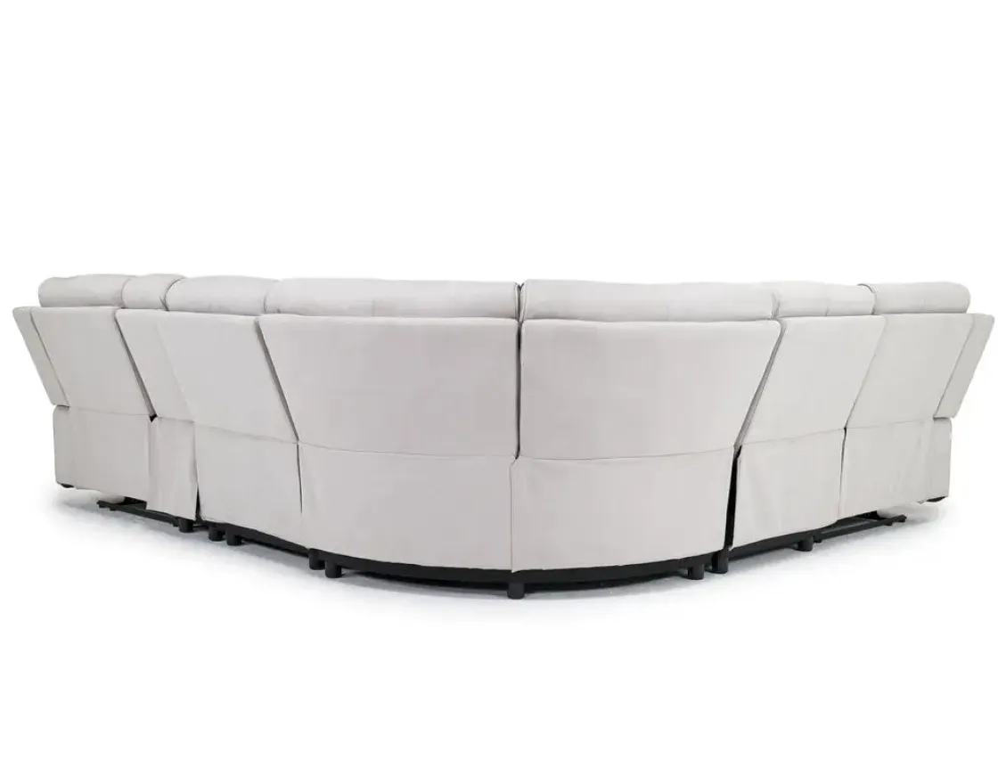 Mor Furniture Chanell 6 Piece Reclining Sectional W/ Armless Recliner In New Nappa Gray
