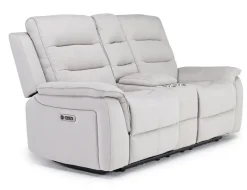 Mor Furniture Chanell 2 Power Console Loveseat In New Nappa Gray