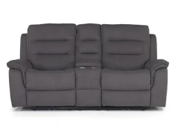 Mor Furniture Chanell 2 Power Console Loveseat In New Nappa Gray