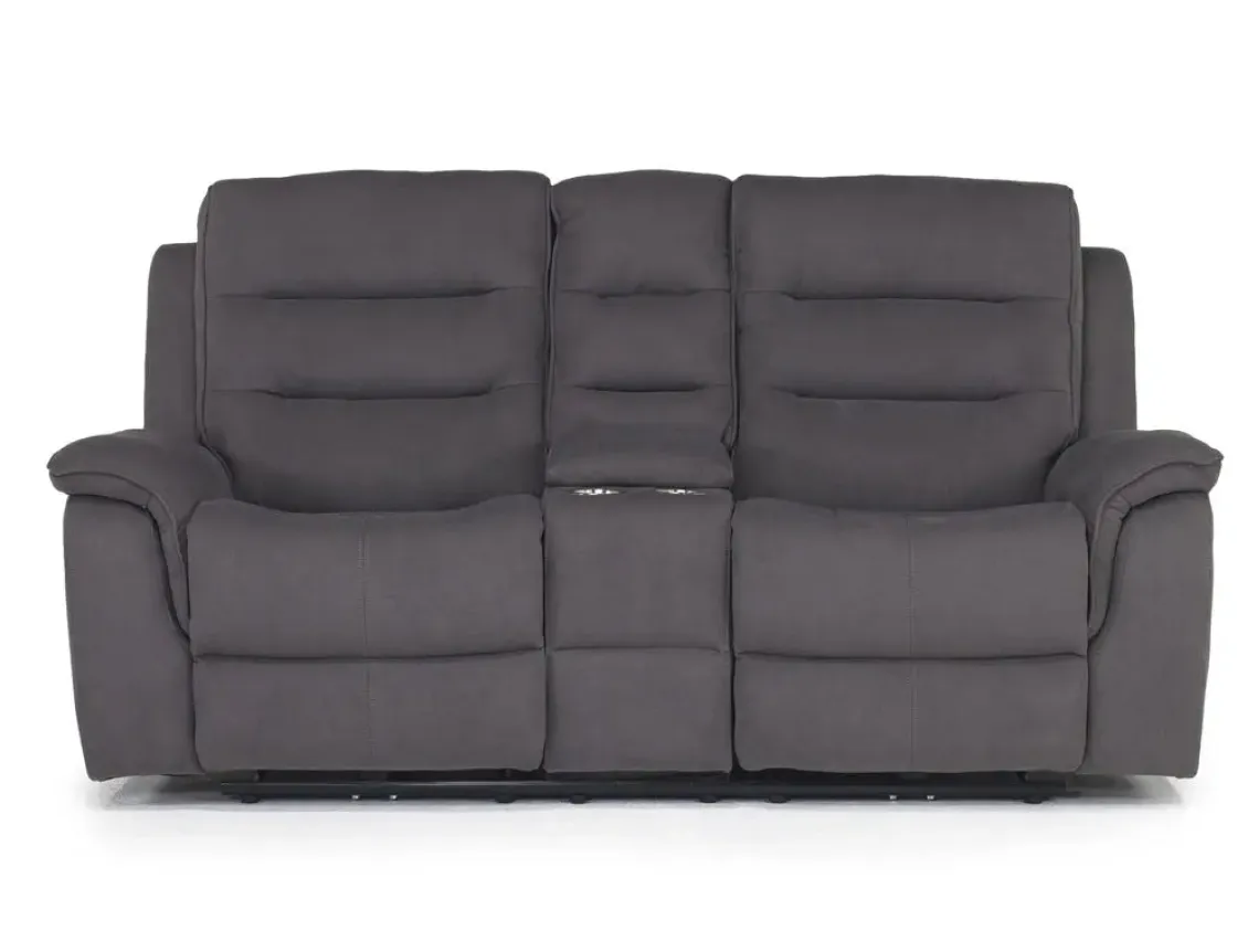 Mor Furniture Chanell 2 Power Console Loveseat In New Nappa Gray
