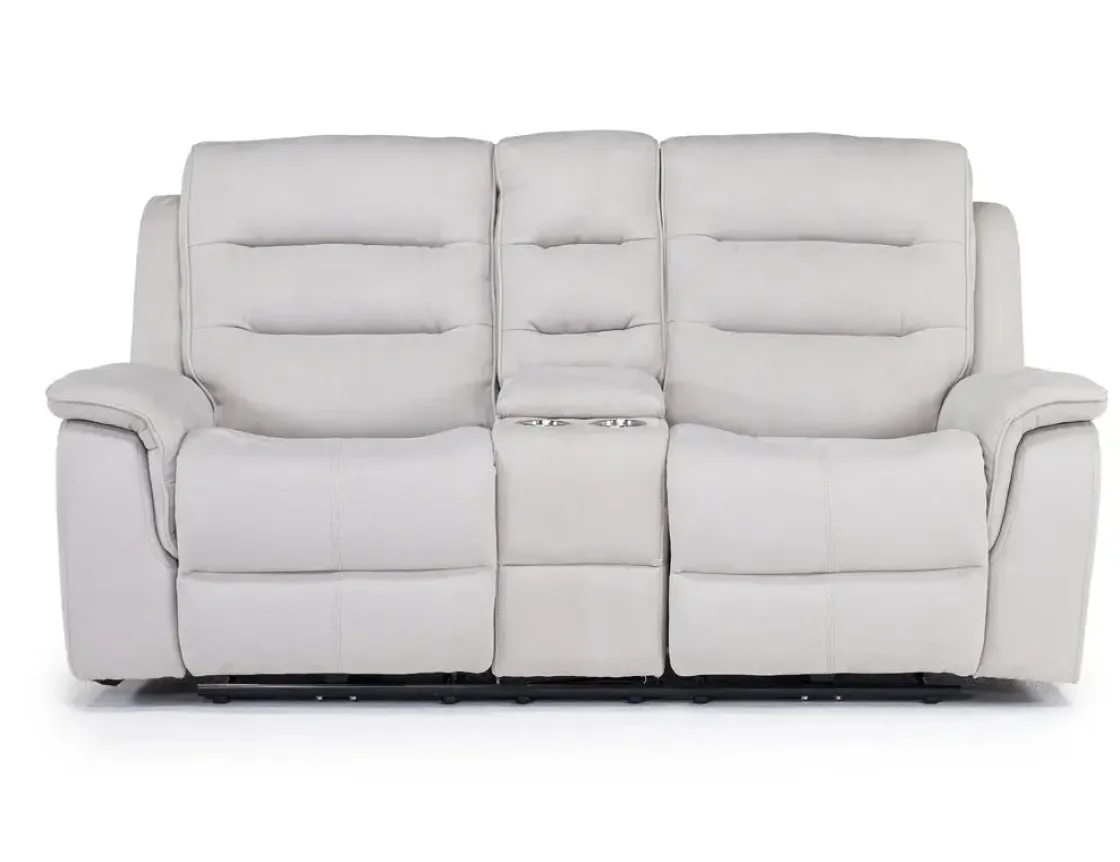 Mor Furniture Chanell 2 Power Console Loveseat In New Nappa Gray