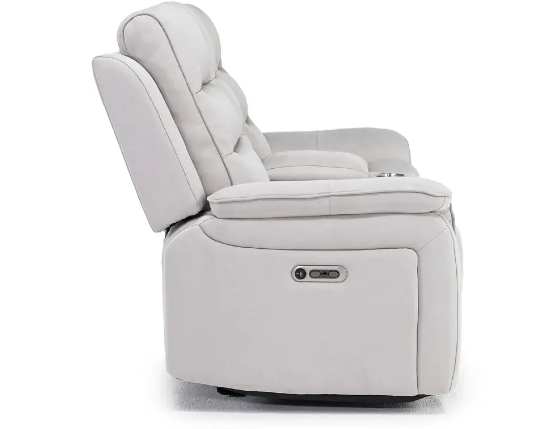 Mor Furniture Chanell 2 Power Console Loveseat In New Nappa Gray
