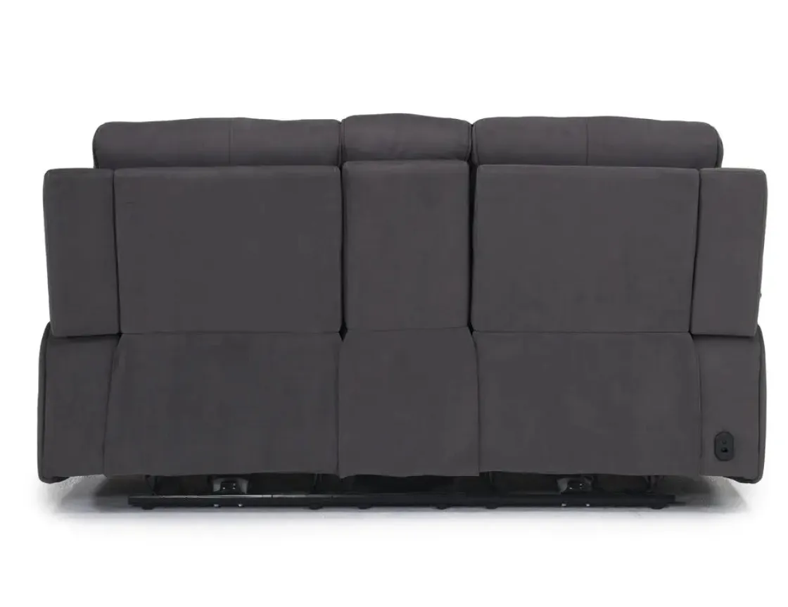 Mor Furniture Chanell 2 Power Console Loveseat In New Nappa Gray