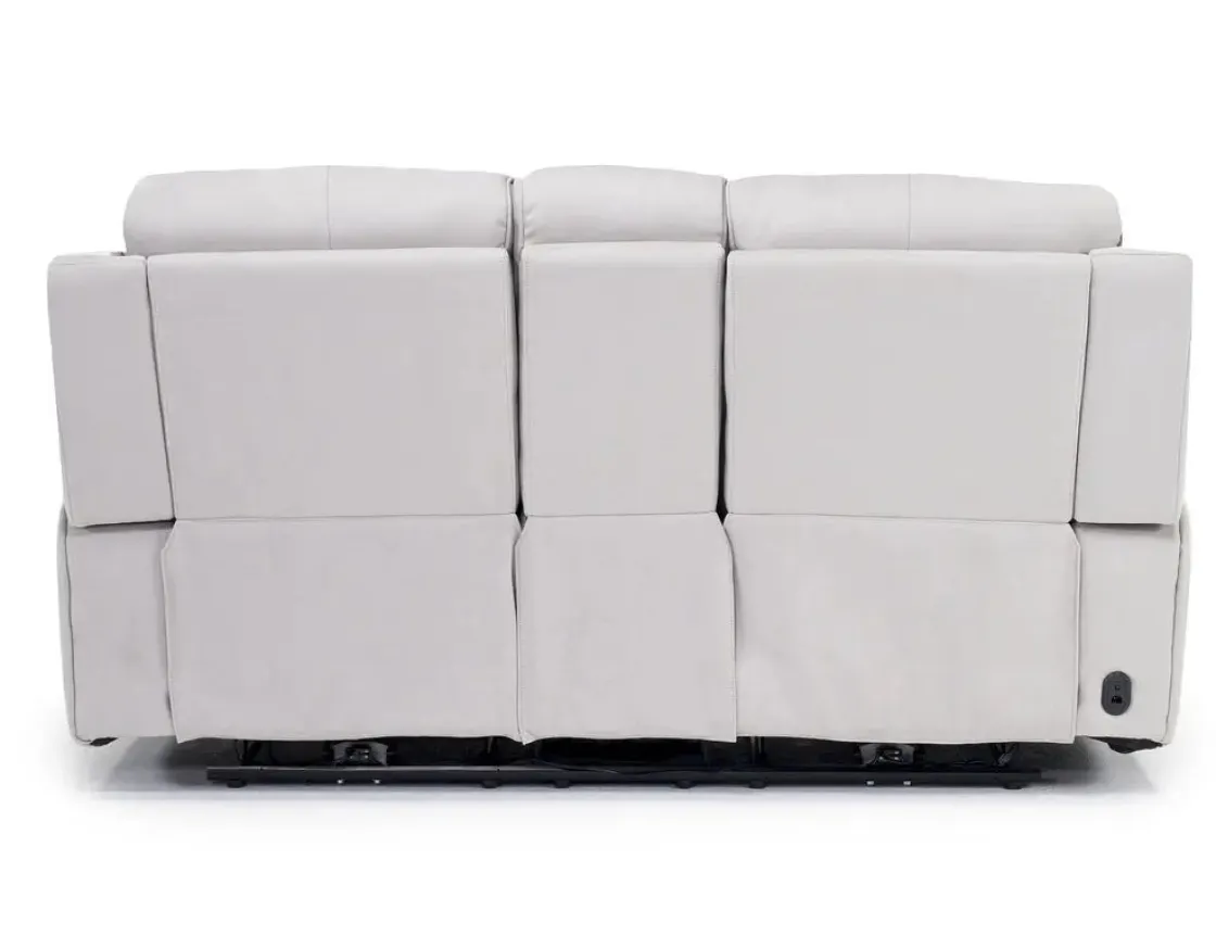 Mor Furniture Chanell 2 Power Console Loveseat In New Nappa Gray