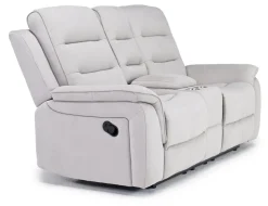 Mor Furniture Chanell Reclining Console Loveseat In New Nappa Light Gray