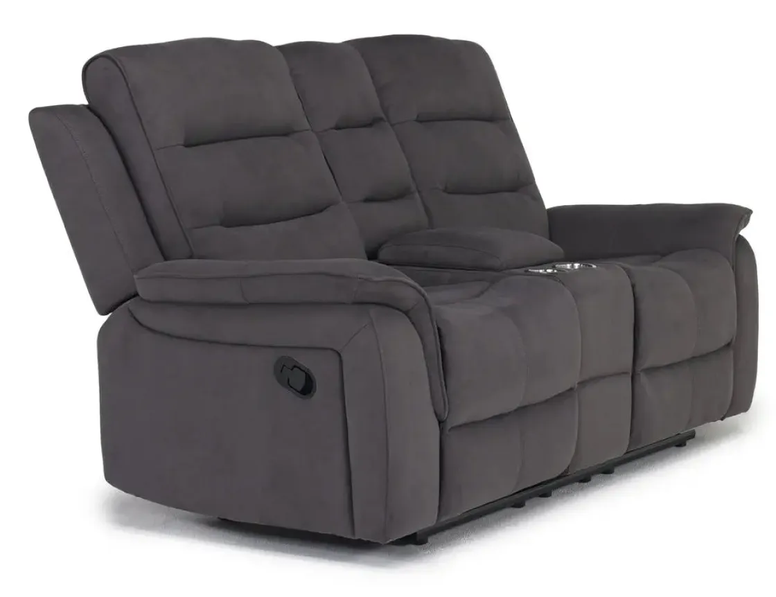 Mor Furniture Chanell Reclining Console Loveseat In New Nappa Light Gray