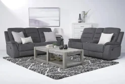 Mor Furniture Chanell Reclining Console Loveseat In New Nappa Light Gray