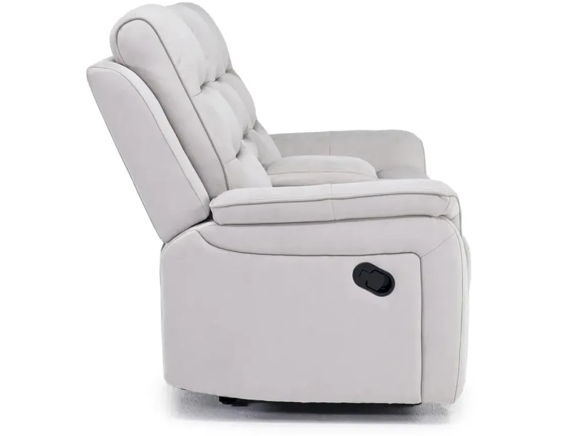 Mor Furniture Chanell Reclining Console Loveseat In New Nappa Light Gray