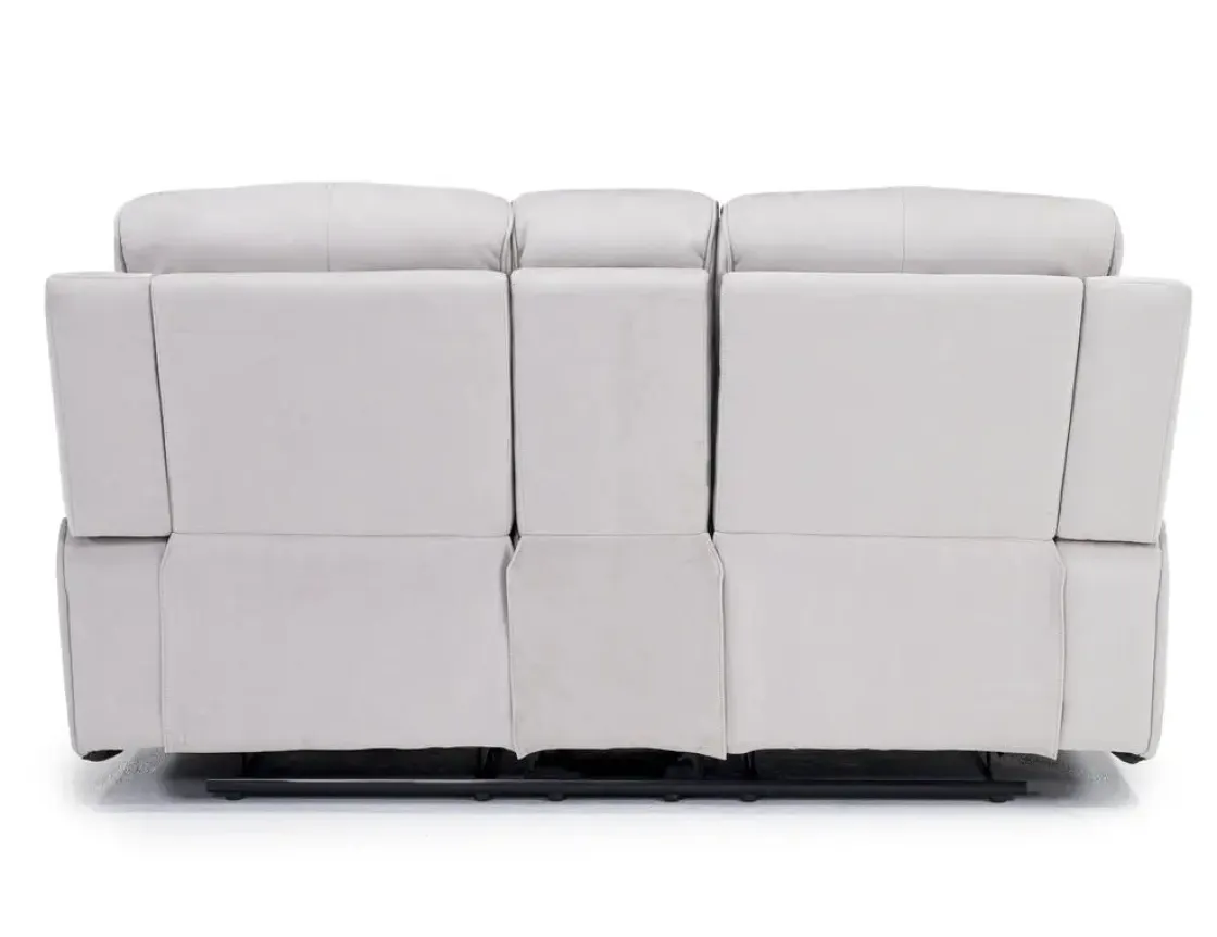 Mor Furniture Chanell Reclining Console Loveseat In New Nappa Light Gray