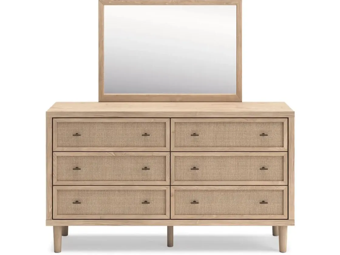 Mor Furniture Cielden Upholstered Bed, Dresser, Mirror, 2 Nightstands & Chest In Tan, Full