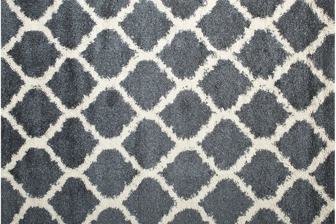 Mor Furniture Comfort Shag Haven Rug In Blue Geometric, 8’ X 10’