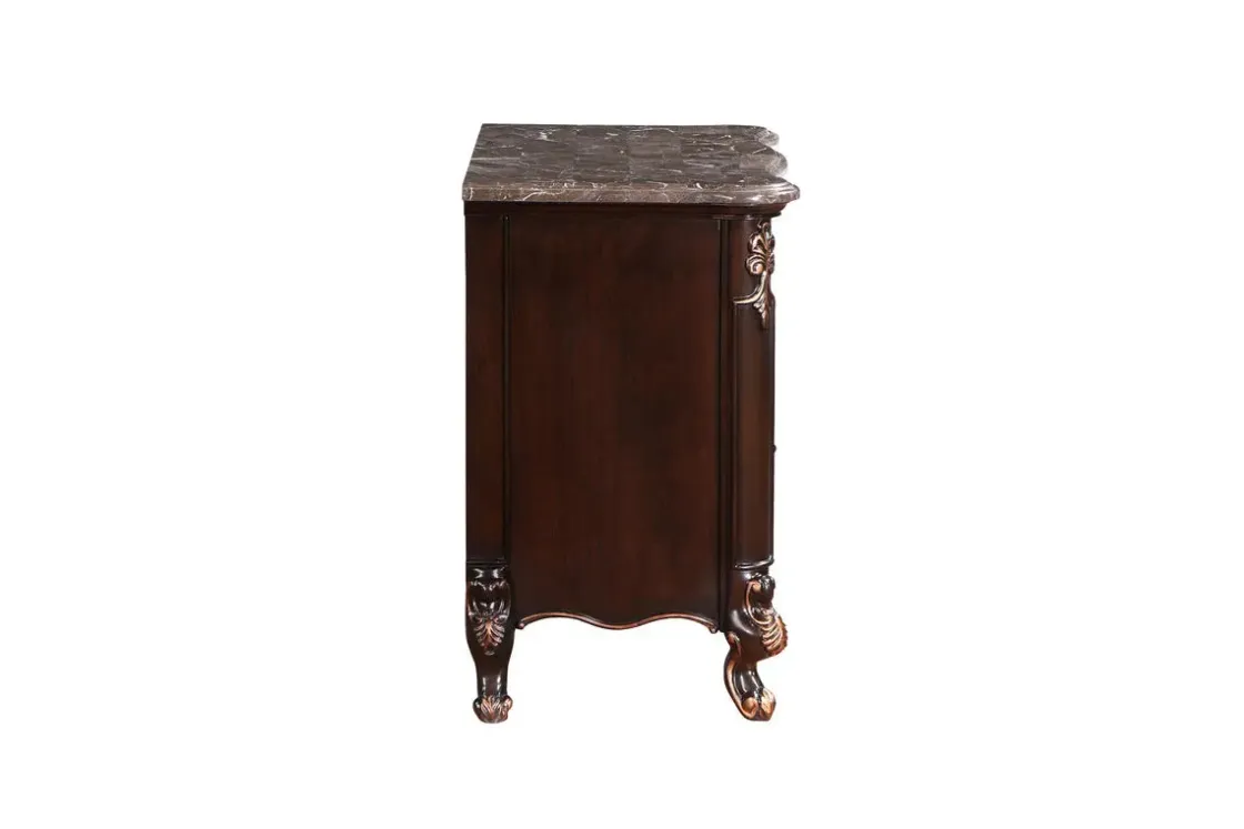Mor Furniture Constantine Upholstered Bed, Dresser, Mirror & Nightstand In Cherry, Queen