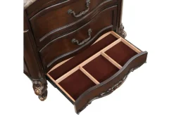 Mor Furniture Constantine Upholstered Bed, Dresser, Mirror & Nightstand In Cherry, Queen