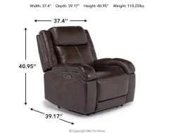 Mor Furniture Cortez Power Recliner In Dark Brown Leather