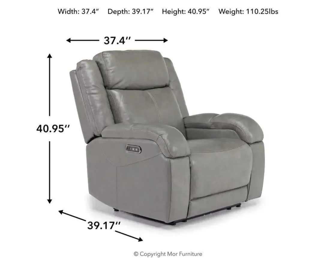 Mor Furniture Cortez Power Recliner In Dark Brown Leather