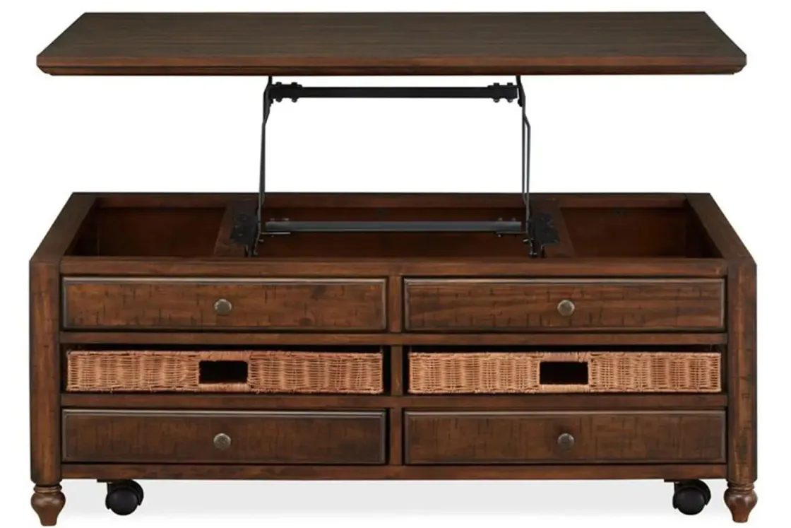 Mor Furniture Cottage Lane Lift Top Coffee Table In Brown