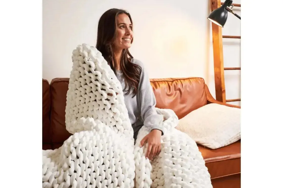 Mor Furniture Cotton Weighted Blanket In Cream, Twin/Full