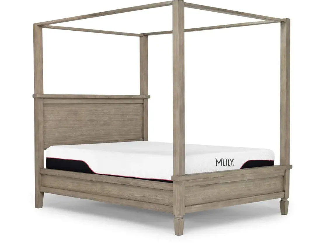 Mor Furniture Country Side Canopy Bed, Dresser, Mirror & 2 Drawer Nightstand In Brown, Queen