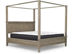 Mor Furniture Country Side Canopy Bed, Dresser, Mirror & 2 Drawer Nightstand In Brown, Queen