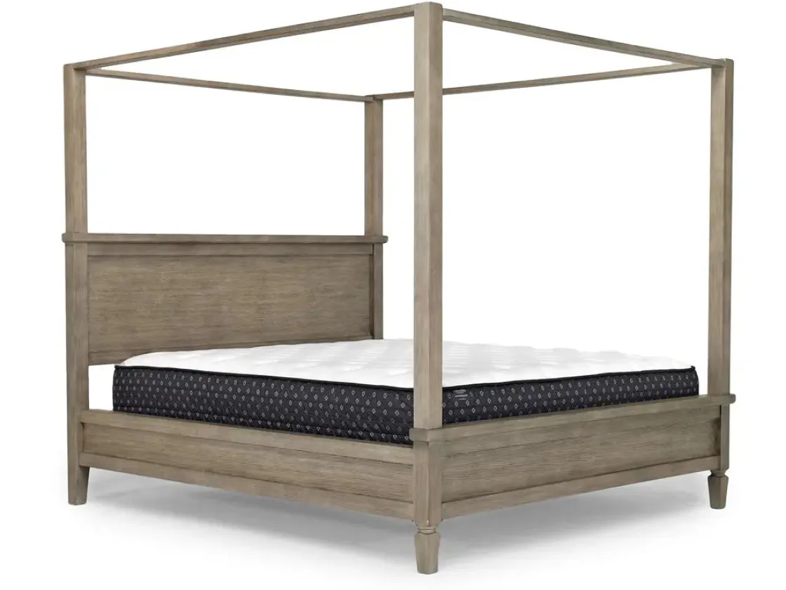 Mor Furniture Country Side Canopy Bed, Dresser, Mirror & 2 Drawer Nightstand In Brown, Queen