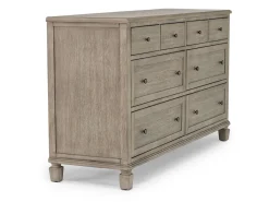 Mor Furniture Country Side Canopy Bed, Dresser, Mirror & 2 Drawer Nightstand In Brown, Queen