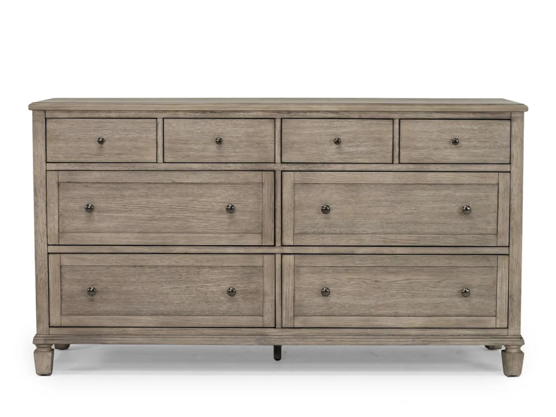 Mor Furniture Country Side Canopy Bed, Dresser, Mirror & 2 Drawer Nightstand In Brown, Queen