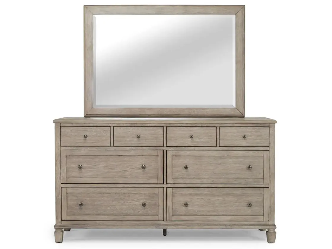 Mor Furniture Country Side Canopy Bed, Dresser, Mirror & 2 Drawer Nightstand In Brown, Queen