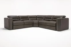 Mor Furniture Cove 5 Piece 2 Power Sectional In Gray Leather