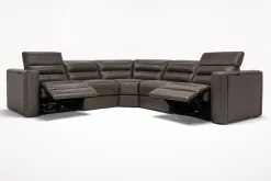 Mor Furniture Cove 5 Piece 2 Power Sectional In Gray Leather