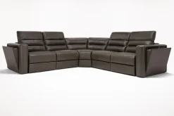 Mor Furniture Cove 5 Piece 2 Power Sectional In Gray Leather