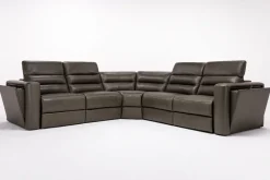 Mor Furniture Cove 5 Piece 2 Power Sectional In Gray Leather