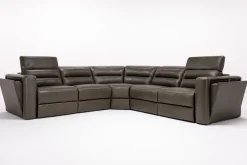 Mor Furniture Cove 5 Piece 2 Power Sectional In Gray Leather